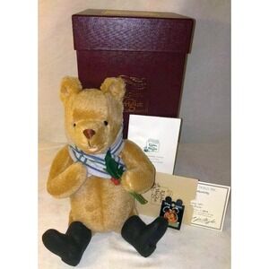 R. John Wright 1983 Holiday Winnie the Pooh Mohair LE 14.5" Jointed Bear COA NIB